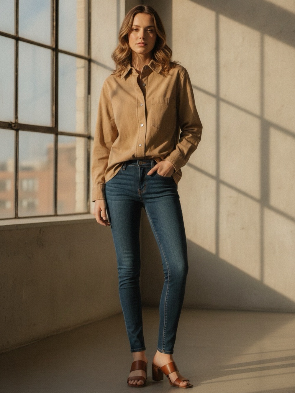 VINCE Tan Cotton Twill Utility Shirt with Snap Closures
Size X-Small
